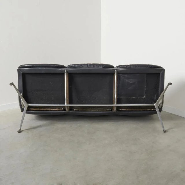 Black Vintage Black Leather Gamma Sofa by Paul Tuttle for Strässle, Switzerland, 1960s For Sale - Image 8 of 11
