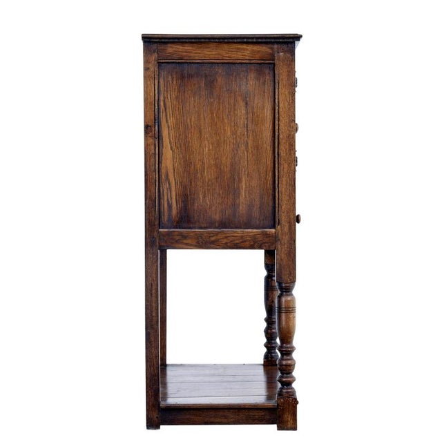 Wood Gothic Revival English Carved Oak Cupboard, 1980s For Sale - Image 7 of 11