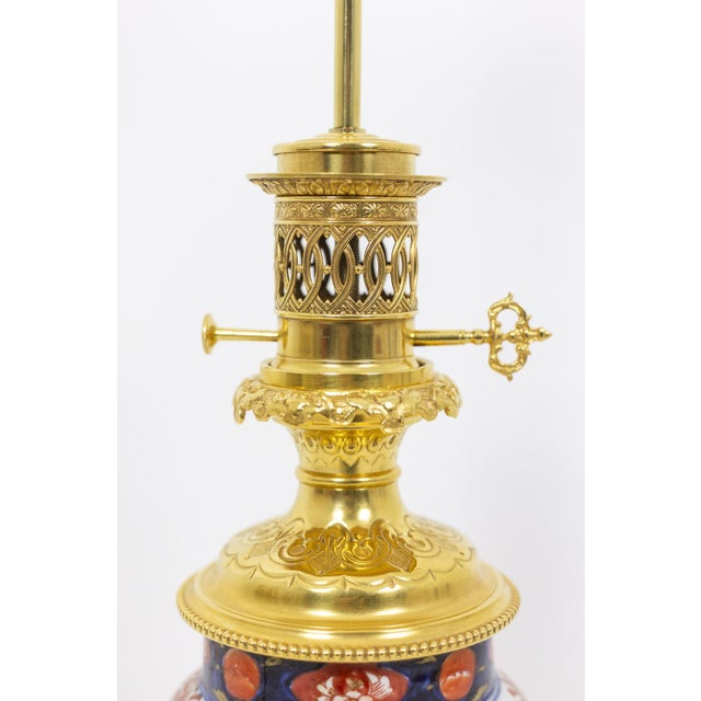 Gold Imari Porcelain & Gilt Bronze Table Lamps, 1880, Set of 2 For Sale - Image 8 of 11