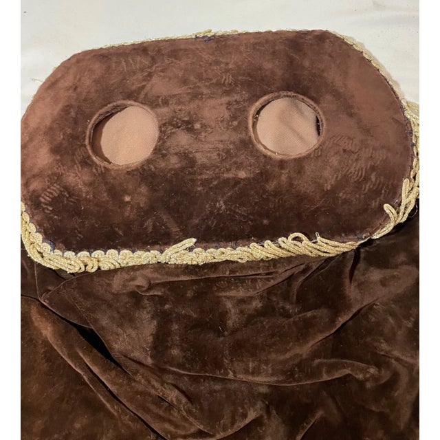 Brown Rare Antique Hand Embroidered Judaica Jewish Memorial Torah Mantel Scroll Cover For Sale - Image 8 of 11