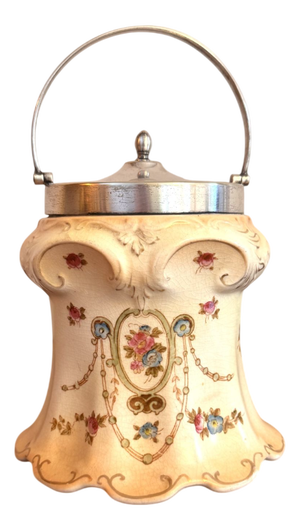 Antique Edwardian Crown Devon Biscuit Barrel, 1900