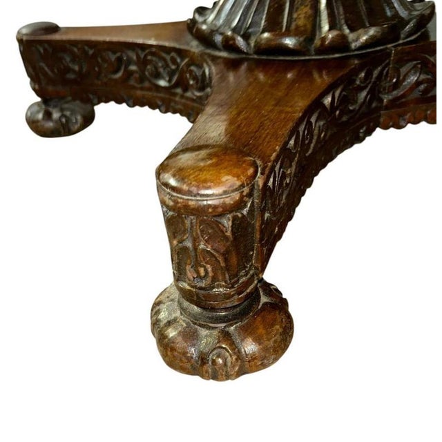Antique Burmese Round Dining Table in Carved Hardwood, 1840 For Sale - Image 9 of 10