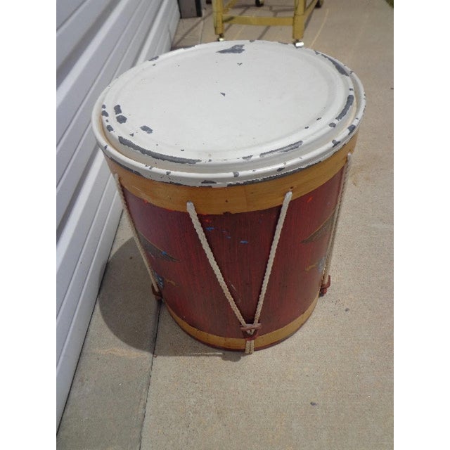 Antique Drum Side Patriotic American Hand Painted Eagle Vintage Flag Decor For Sale - Image 6 of 10