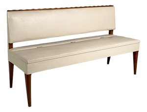 Art Deco Italian Bench in Wood and White Leather, 1940s