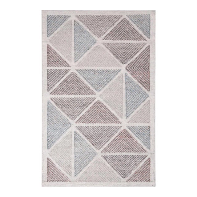 Rug & Kilim’s Scandinavian Gray Brown & Blue Polyester Outdoor Rug - 5'x8' For Sale