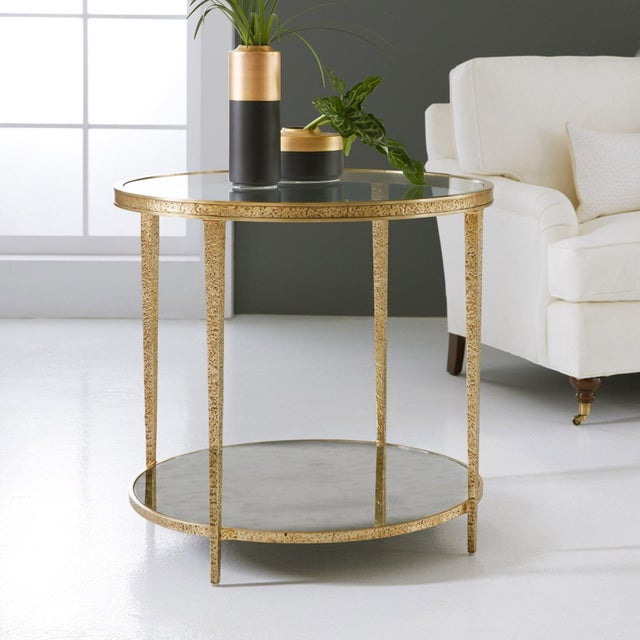 Traditional Modern History Sculpture Round Table - Antique Brass For Sale - Image 3 of 3
