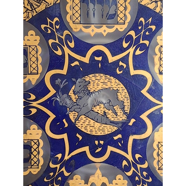 Vintage A. Barton Creation 24k Gold & Cobalt Blue Glass Seder Plate - 13.25" For Sale - Image 4 of 16