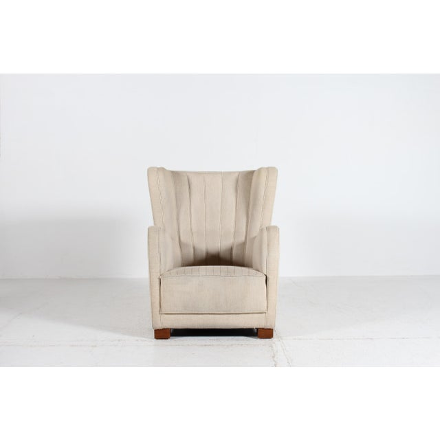 Large Danish Art Deco Wool Lounge Chair in the style of Fritz Hansen, 1930s For Sale - Image 12 of 12