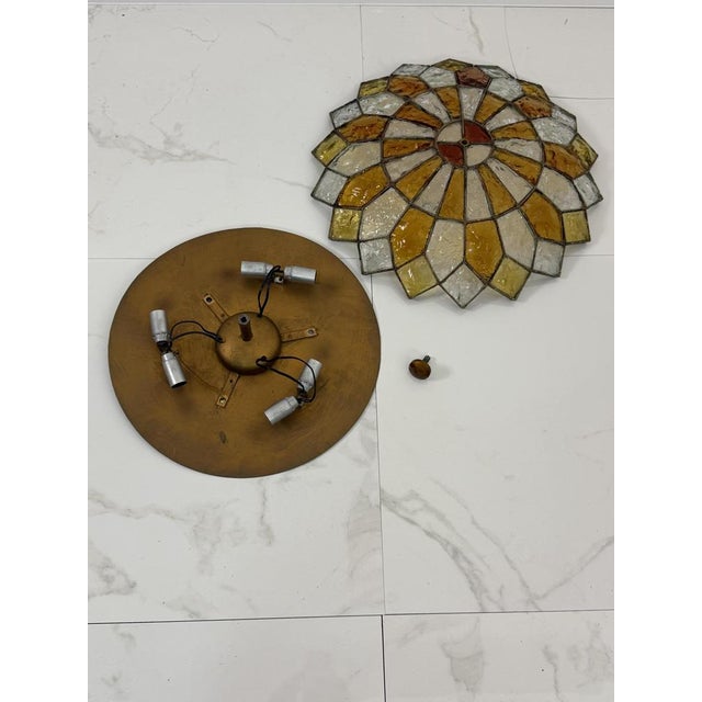 Large Murano Glass 6-Light Ceiling Lamp in the style of Poliarte, 1970s For Sale - Image 10 of 12