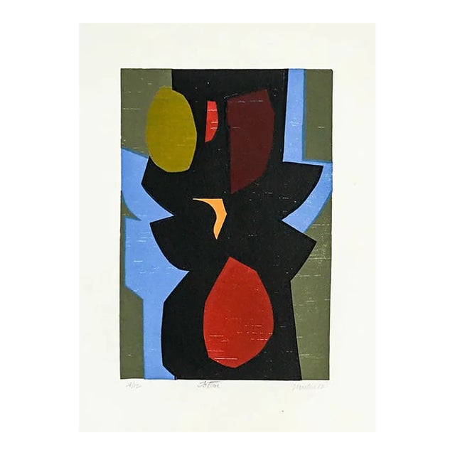 1972 Roger Martin Totem Woodcut For Sale