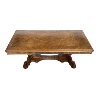 1930 Marquetry Library Table Spanish Colonial Style For Sale
