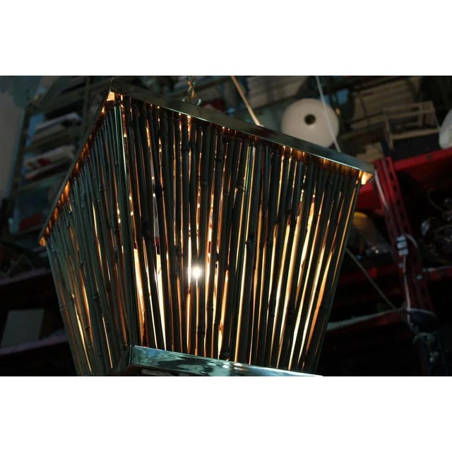 Chandelier in Brass and Bamboo, Italy, 1970s For Sale - Image 4 of 18