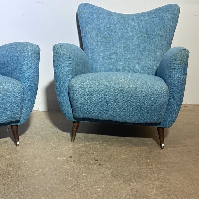Mid-Century Blue Armchairs from Isa Bergamo, 1950s, Set of 2 For Sale - Image 13 of 16