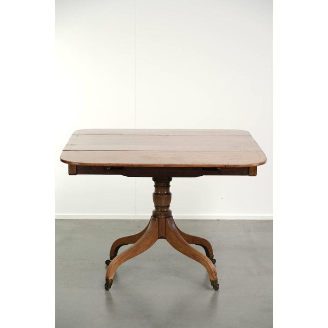 19th Century Antique English Drop-Leaf Side Table with Brass Details For Sale - Image 5 of 15