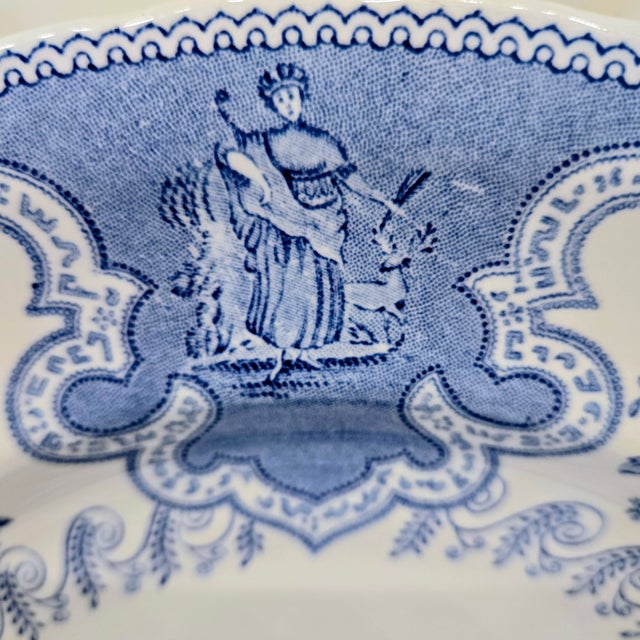 Mottahedeh 1970s Texian Campaigne Staffordshire Blue Plate by Mottahedeh – Dallas County Heritage Society Authorized Reproduction For Sale - Image 4 of 10
