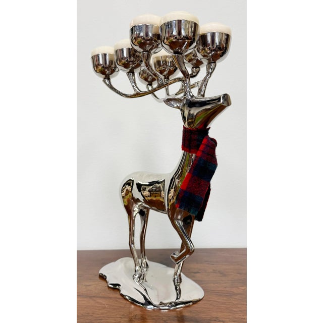 Vintage Polished Silver 10 Point Stag Deer Candelabra For Sale In Kansas City - Image 6 of 9