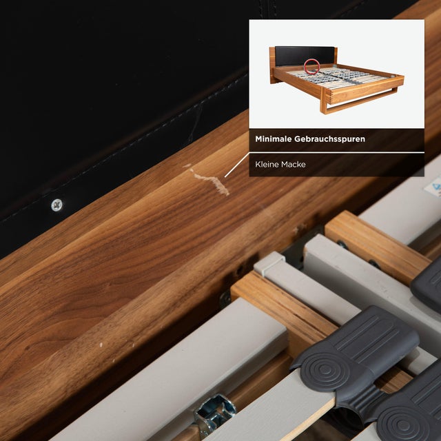 Wood Leather Bed Frame in Brown Black with Manual Function by Hülsta For Sale - Image 10 of 18