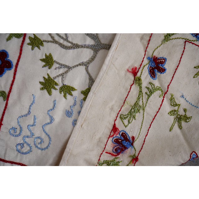 Uzbek Suzani Animal Tablecloth - Silk Cotton Blend Horse Runner 1'6'' X 6'1'' For Sale - Image 10 of 12