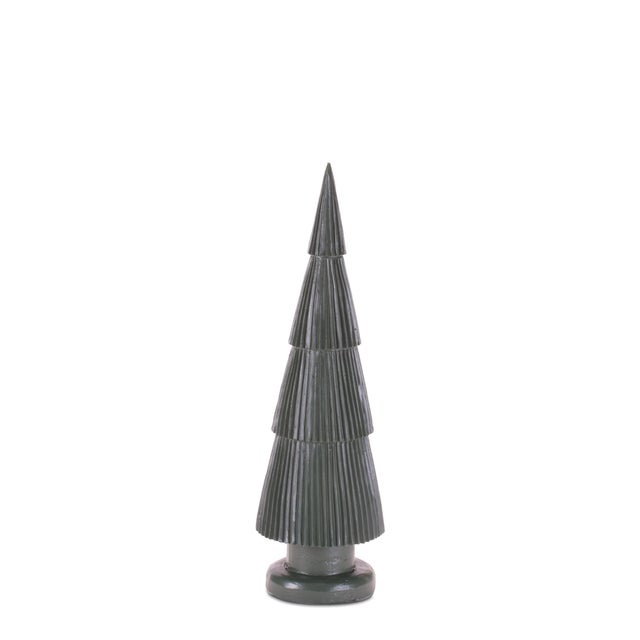 Rustic Green Ribbed Resin Christmas Tree (Set of 3) For Sale - Image 3 of 4