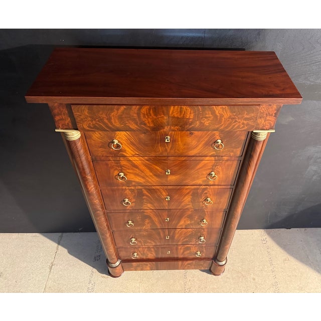 Tall Empire French Chest of Drawers, 1830s For Sale - Image 14 of 18