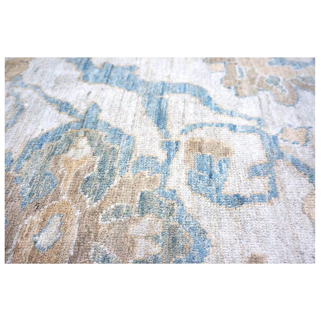 21st Century Persian Sultanabad Wool 10x14 Ivory, Tan & Blue Handmade Area Rug #1141086 For Sale - Image 10 of 12