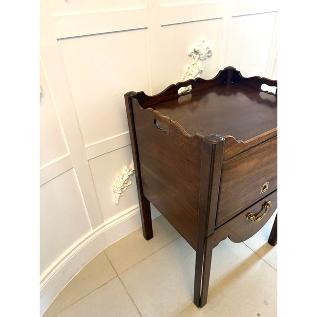 Brown Antique Georgian Mahogany Tray Top Bedside Table, 1780s For Sale - Image 8 of 10