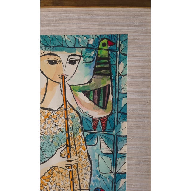 Pair of Whimsical European Mid Century Watercolor Paintings For Sale - Image 12 of 14