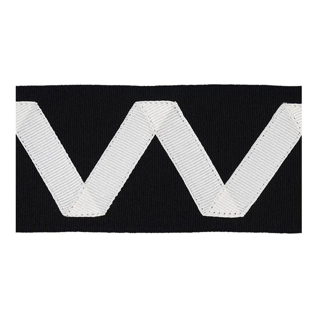 Sample - Schumacher Legere Applique Tape in Ivory On Black For Sale