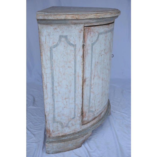 Dove Gray Italian Painted Demi Lune Cabinet For Sale - Image 8 of 13