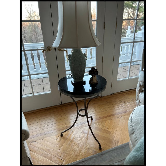 Antique French Maison Jansen Style Gueridon Black Marble Top Side Table For Sale - Image 4 of 12