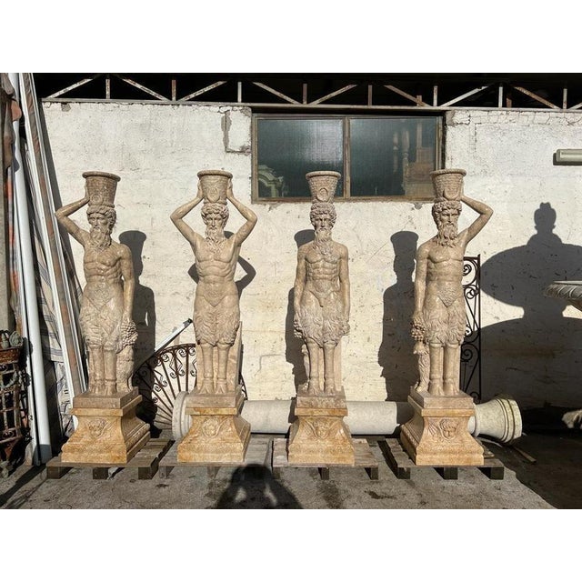 "Set of 4 Travertine Marble Garden Sculptures – Fauns, Italy, 1970s" Period: 1970s Origin: Italy Material: Travertine...