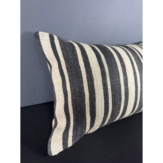 Contemporary Turkish Hemp Pillow Cushion Natural Beige Black Pillow Cushion Cover 16 "x 24" For Sale - Image 3 of 4