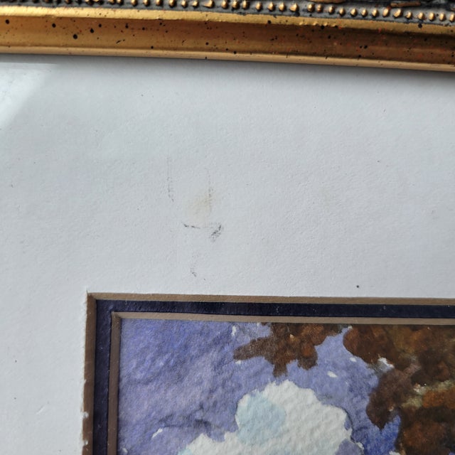 1980s Signed by A. Calabrese Framed & Matted Watercolors Small 5.5 X 4" Art Sz 9x11" Frame - a Pair For Sale - Image 17 of 17