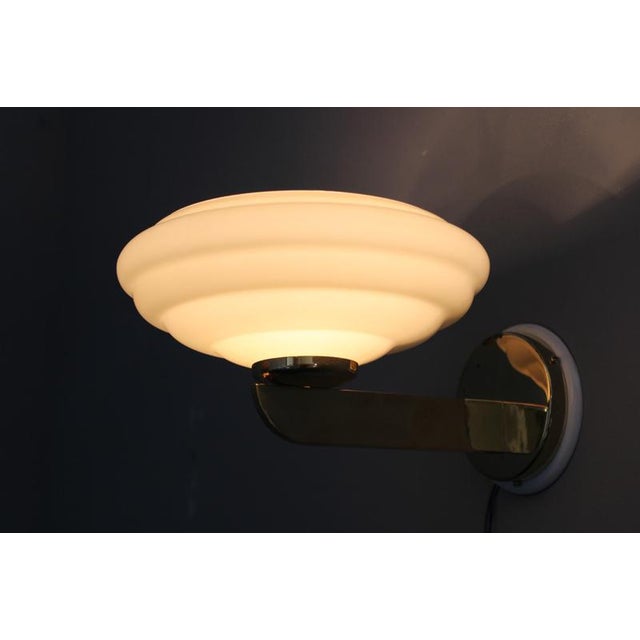 Vintage Art Deco Brass Wall Lights with Opaline Glass Shades, 1940s, Set of 2 For Sale - Image 16 of 17