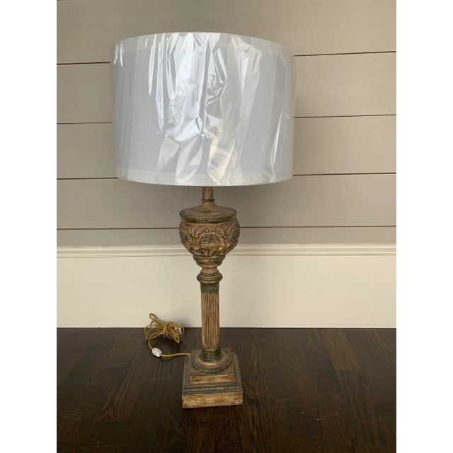 Mid 20th Century Vintage Mid 20th Century Alter Stick Made Into Lamp With Gold Leaf For Sale - Image 5 of 5