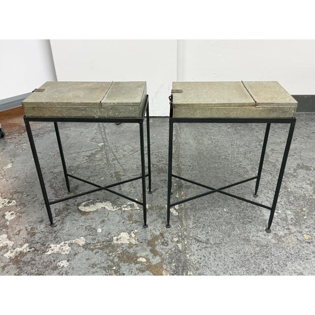 Arteriors Home Arteriors Home Lisa Luby Ryan Collection Metal Storage Side Tables, Pair For Sale - Image 4 of 12