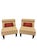 Charming pair of petite upholstered slipper chairs featuring elegant traditional styling, beautifully coordinated...