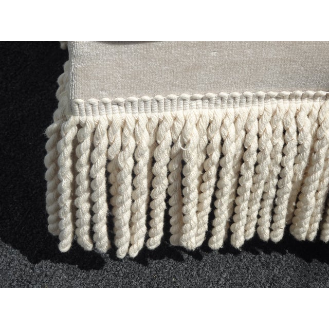 Off White Star Shaped Ottoman Footstool W Velvet and Fringe For Sale - Image 10 of 13