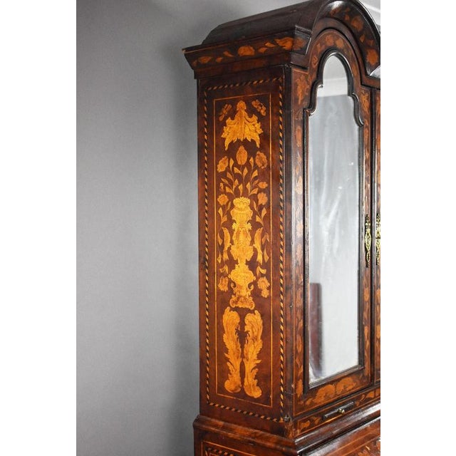 Antique Dutch Marquetry Bureau Bookcase, 1920 For Sale - Image 9 of 14