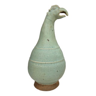 Thai Sawanghalok Celadon Ewer 16th Century W Hamsa Bird Head Mouth For Sale