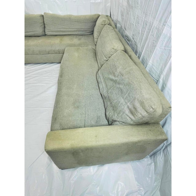 Restoration Hardware Linen 2-Piece Sectional Sofa, Modern Rh Corner Couch For Sale - Image 9 of 18