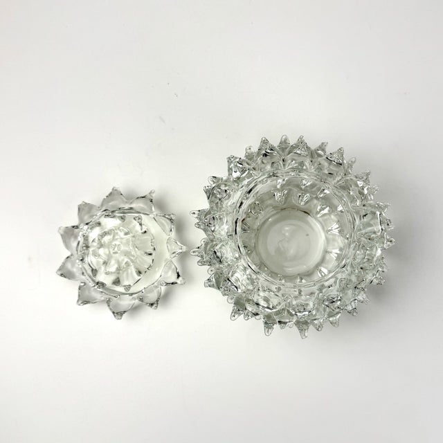 1940s Rostrato and Clear Murano Glass Jewellery Bowl attributed to Ercole Barovier for Barovier & Toso, Italy, 1940s For Sale - Image 5 of 11