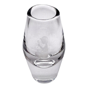 Vintage Swedish Glass Art Vase Etched Oŕrefors