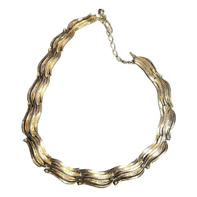 MCM Jewelry by Trifari Choker Necklace, Composed of Articulated Flame-Like Ribbon Links For Sale