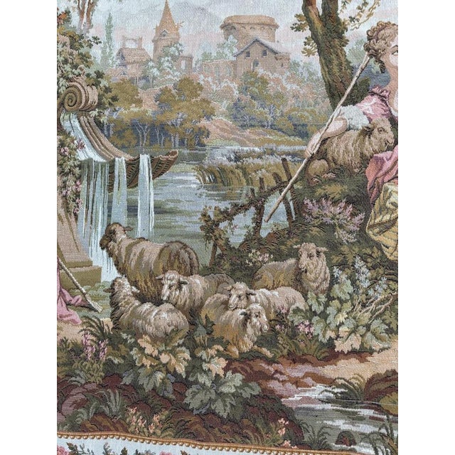 1950s Vintage French Aubusson Style Jacquard Tapestry, 1950s For Sale - Image 5 of 18