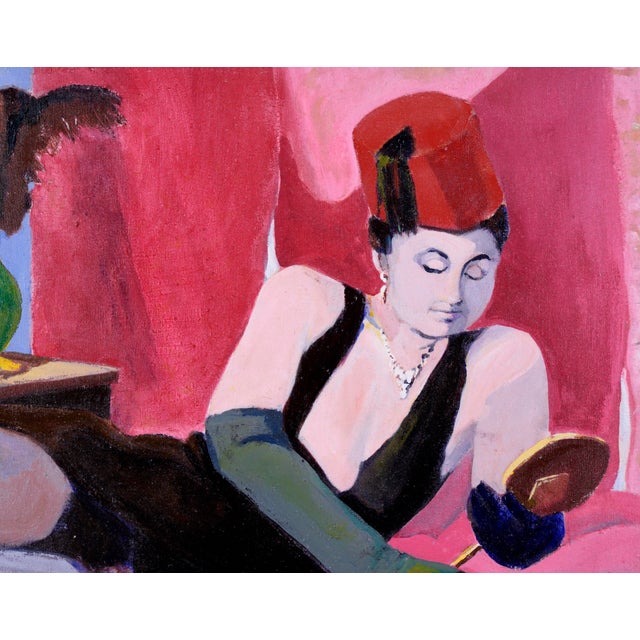 American Woman in a Red Hat - Figurative Study Oil by Patricia Gren Hayes For Sale - Image 3 of 8