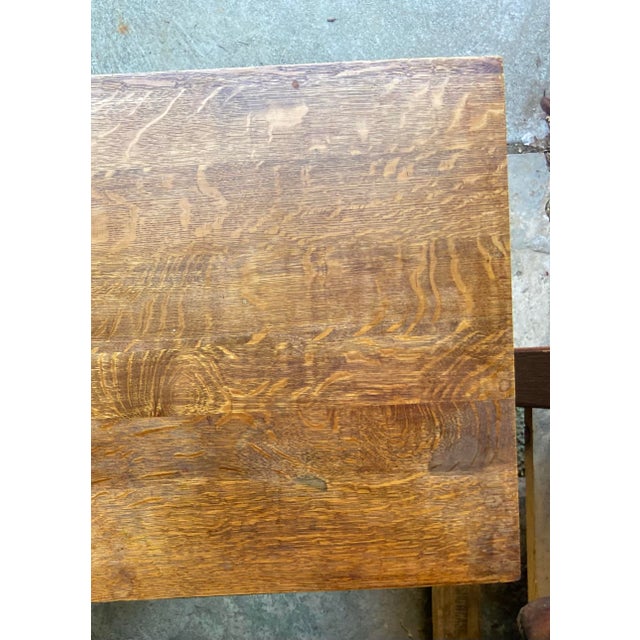 1910s Mission Oak Arts & Crafts Library Table For Sale - Image 10 of 12