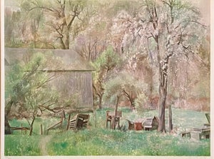 Henriette Wyeth, Brandywine Farm Collotype Lithograph Hand Signed Henriette Wyeth Americana Art, 1982