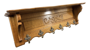 French Coat Rack in Oak with Hooks