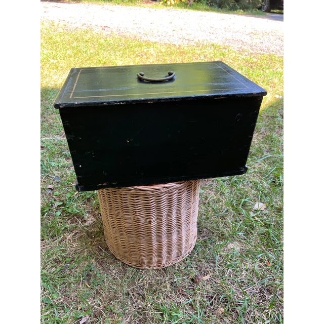 Early 19th Century Antique Wooden Painted Black Box With Deer Crest For Sale - Image 9 of 9